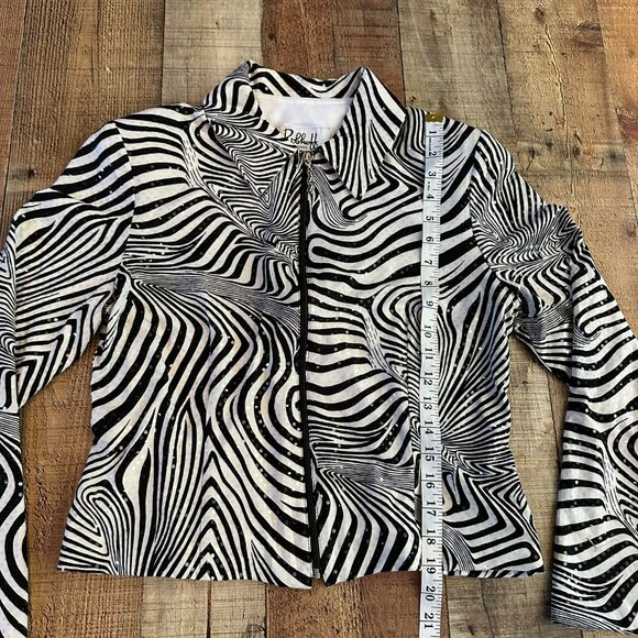 Ribkoff vintage zebra sequin abstract full zip track jacket women's 10 - Picture 6 of 6